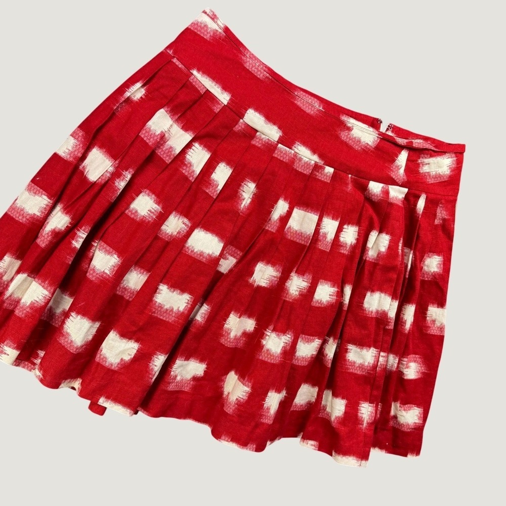 Corey Lynn Calter Anthropologie Skirt Women 6 Red Ikat‎ Pleated Mini Summer